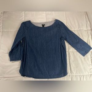 J.Crew 3/4 Sleeve Denim Smock Shirt Womens size 8